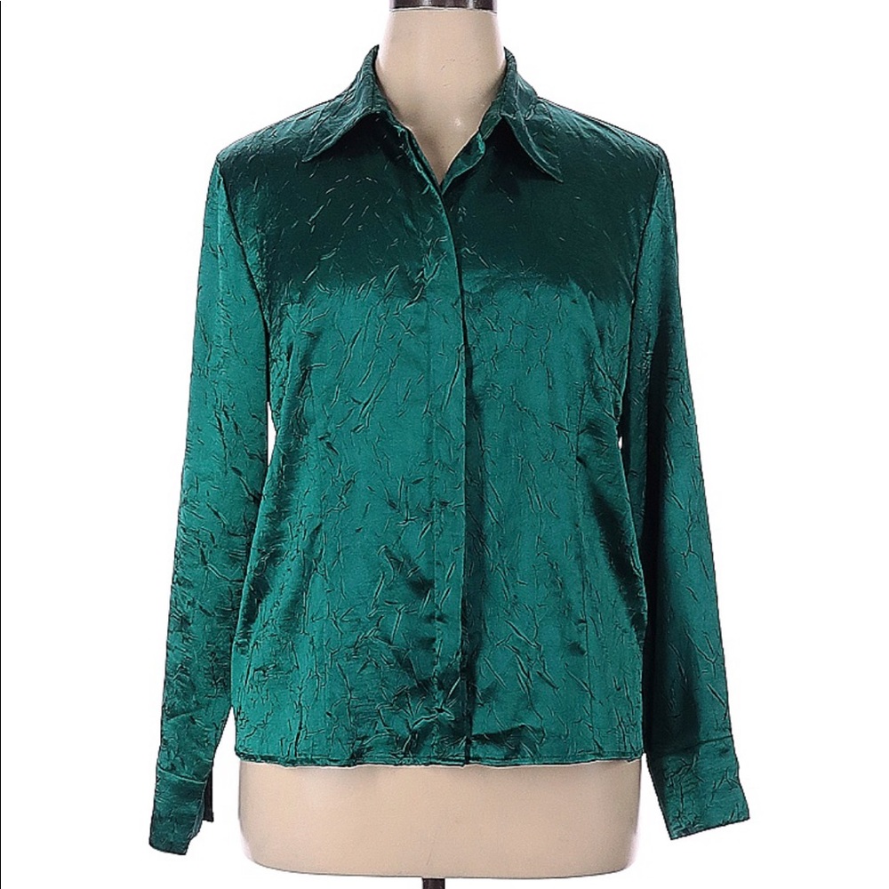 Croft Barrow Women Long Sleeve Blouse Green Size XL